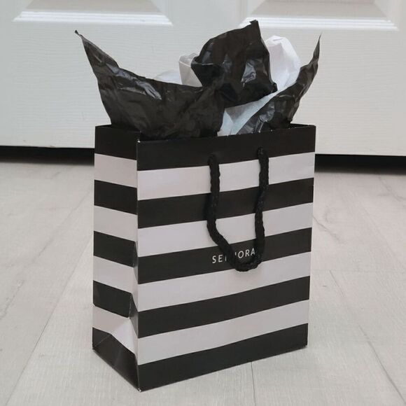 🖤🤍 SEPHORA Empty Striped Paper Shopping Gift Bag Rope Handles w/Tissues - Picture 2 of 9